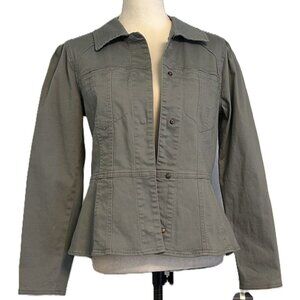 NWT Democracy Long Puff Shoulder Sleeve Peplum Jacket with Hidden Snaps-XS